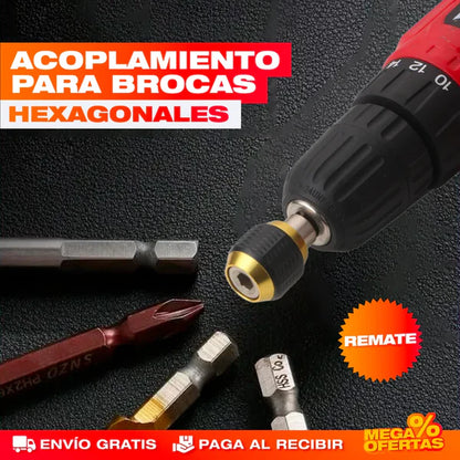 ACOPLE ADAPTADOR HEXAGONAL CON CAMBIO RÁPIDO PARA BROCAS⚙