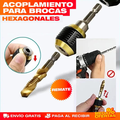 ACOPLE ADAPTADOR HEXAGONAL CON CAMBIO RÁPIDO PARA BROCAS⚙